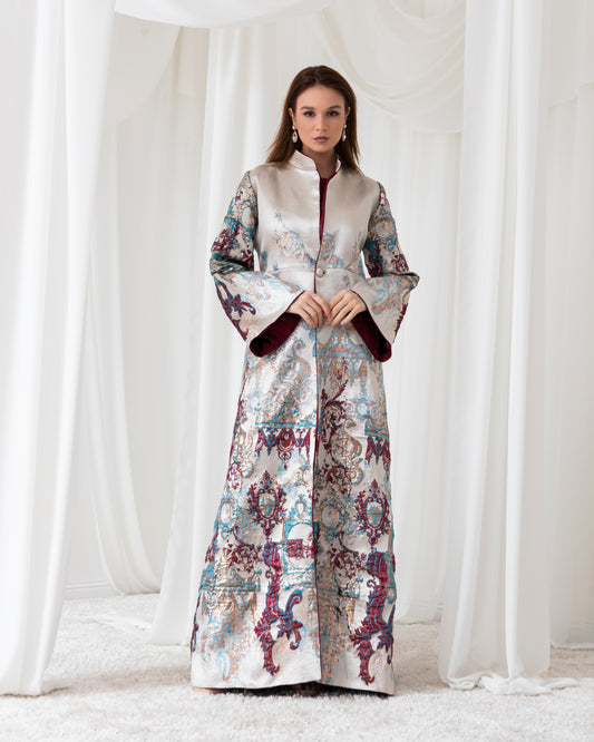 A sapphire-inspired abaya that exudes royalty. Designed for the modern queen