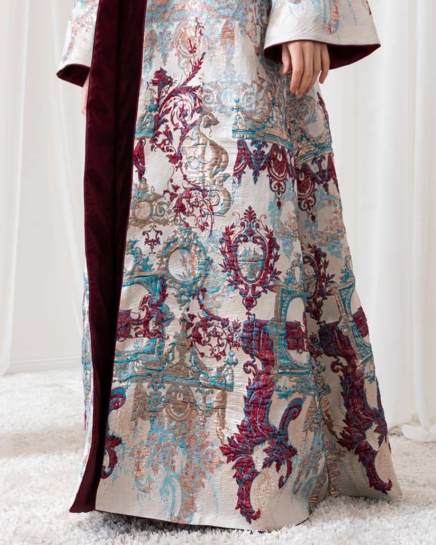 A sapphire-inspired abaya that exudes royalty. Designed for the modern queen